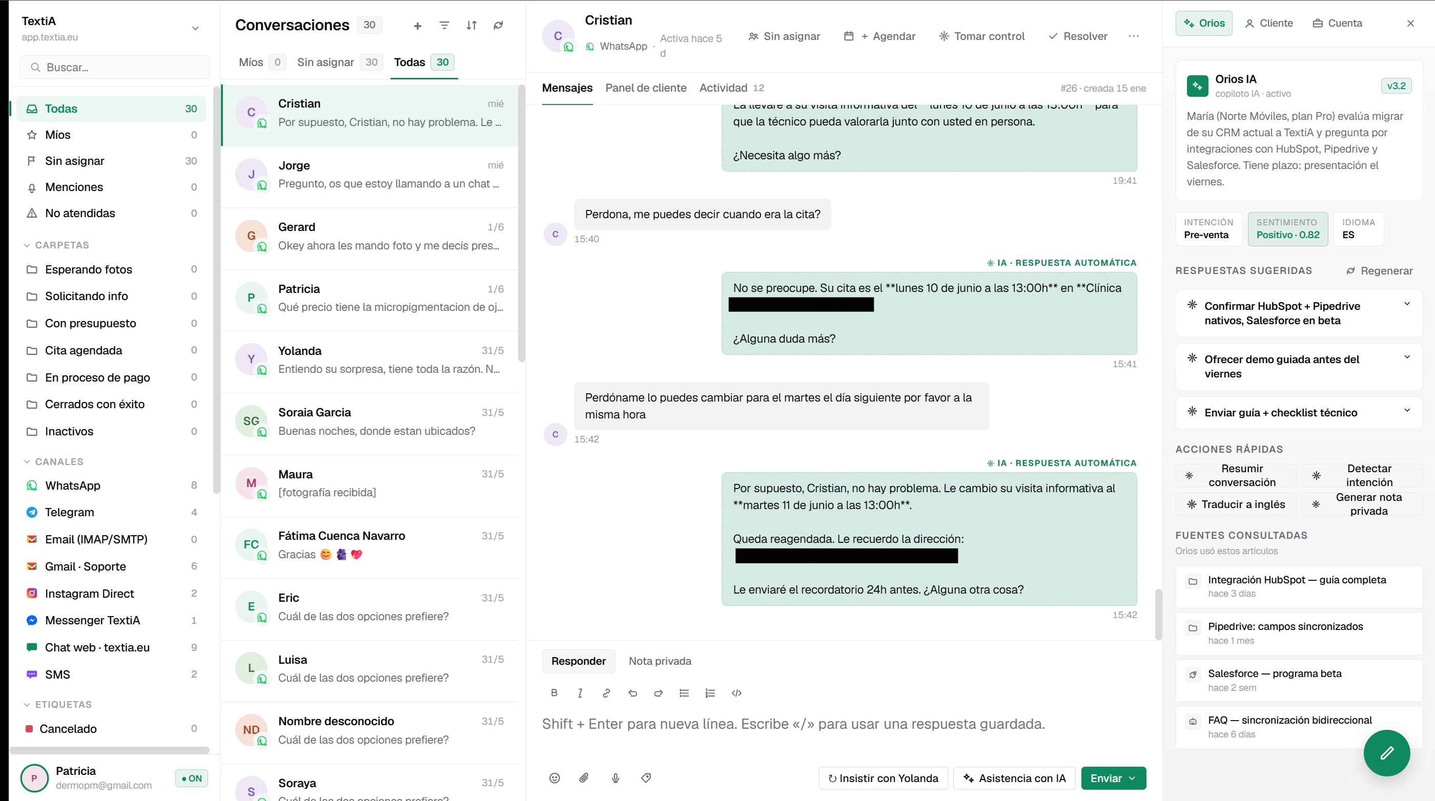 Dashboard de Textia